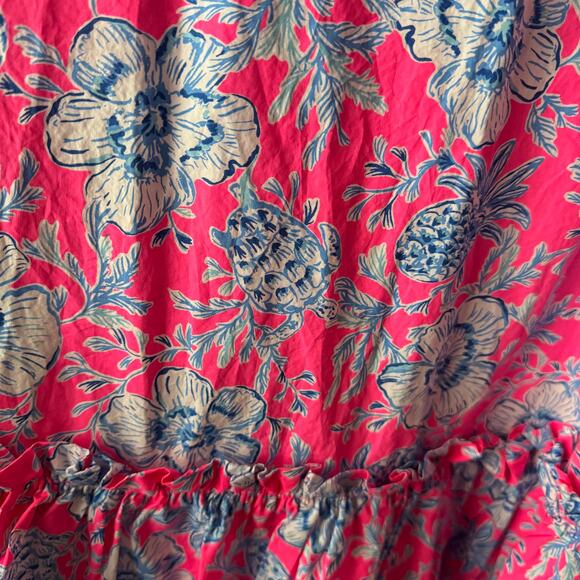 New Lilly Pulitzer Nastia Short Sleeve Cotton Dress Pink Floral Tiered Zip Sz 12 - Picture 7 of 14